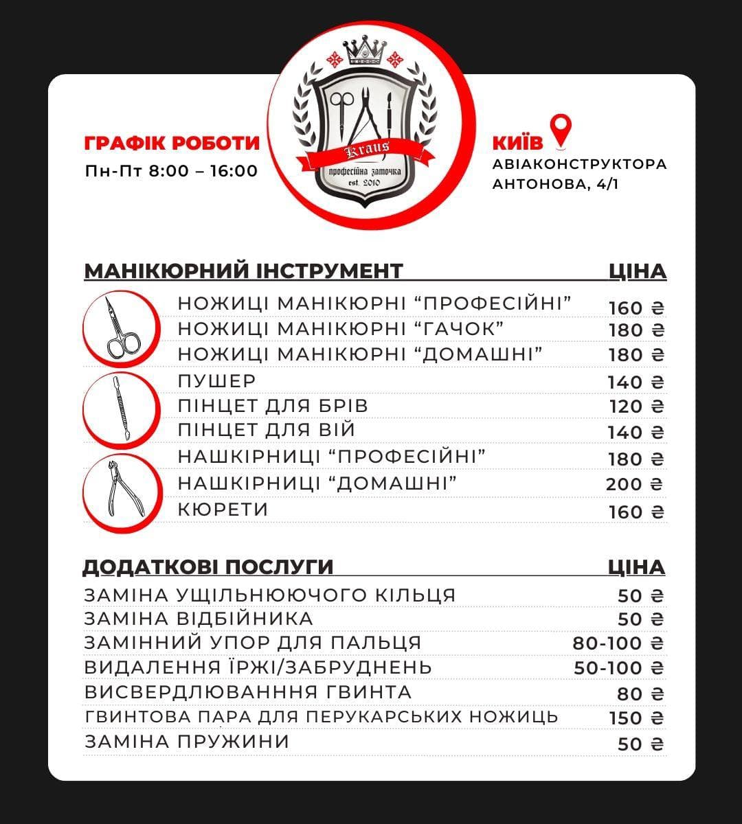 заточка манікюрних інструментів
