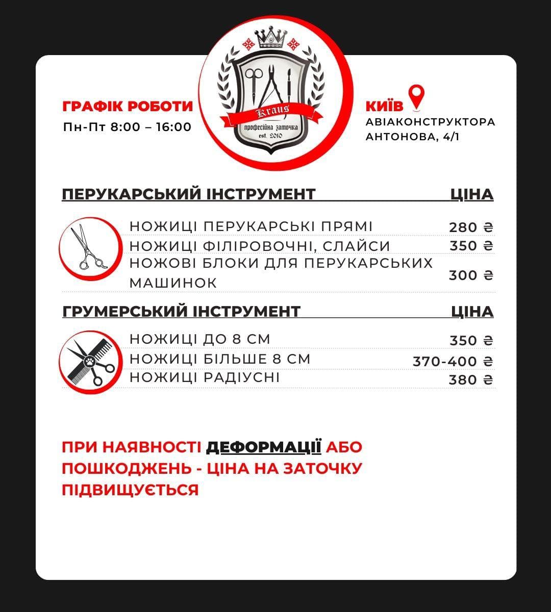 Заточка перукарського інструменту