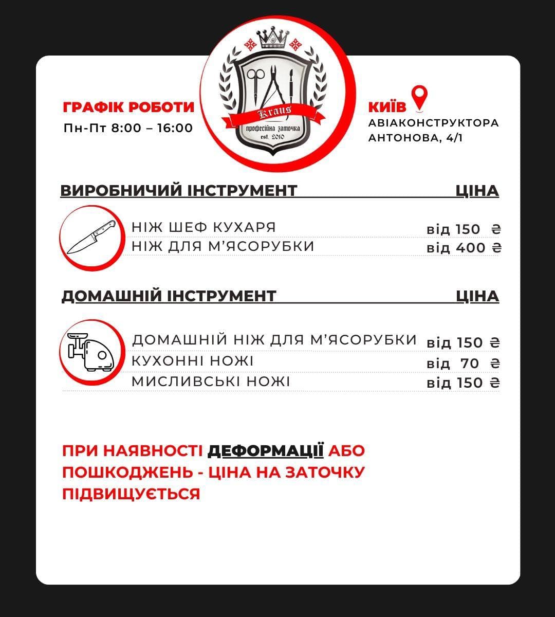 Заточка ножів